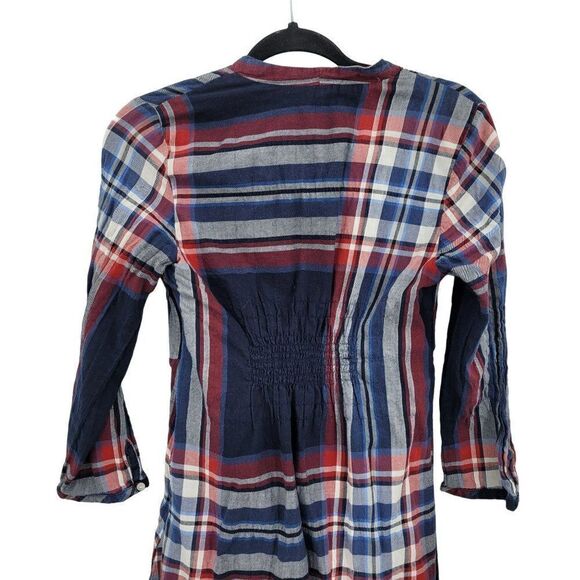 Anthropology Isabella Sinclair Dress Tartan Plaid Handkerchief Midi Blue XS - Picture 10 of 13